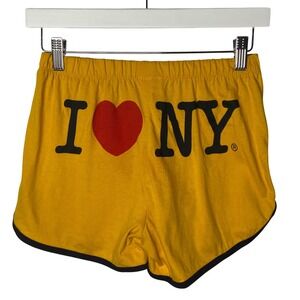 I LOVE NY Yellow Dolphin Shorts Officially Licensed Red Heart Graphic Size M